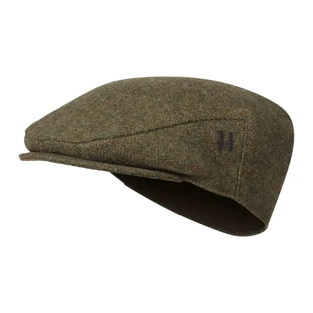 Harkila Kenmore Classic Flat Cap - Forest Green/Herringbone 1