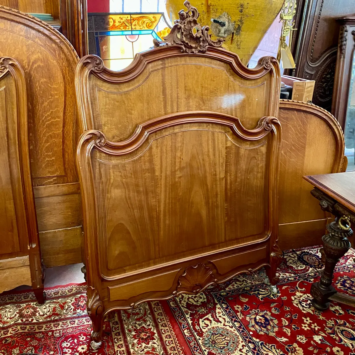 Pair Of Antique Oak French Single Bed Frames 1