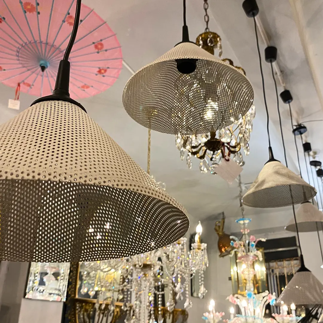 Vintage Pendant Light With Perforated Metal 1