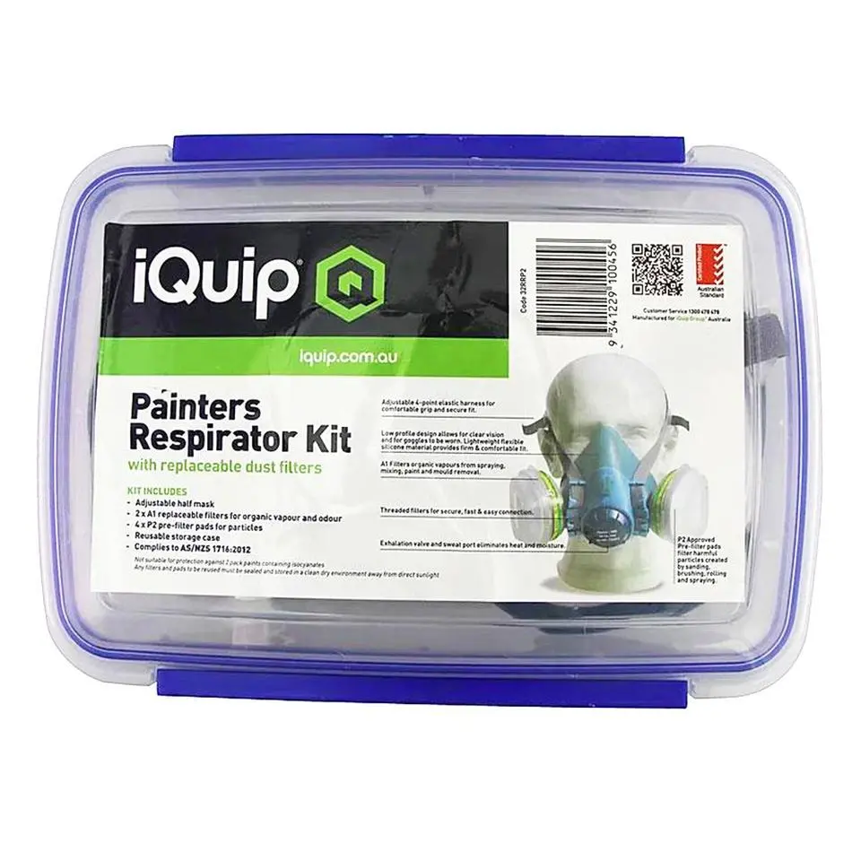 Iquip Painters Respirator P2 Kit With Filters Face Mask Organic Vapours 1