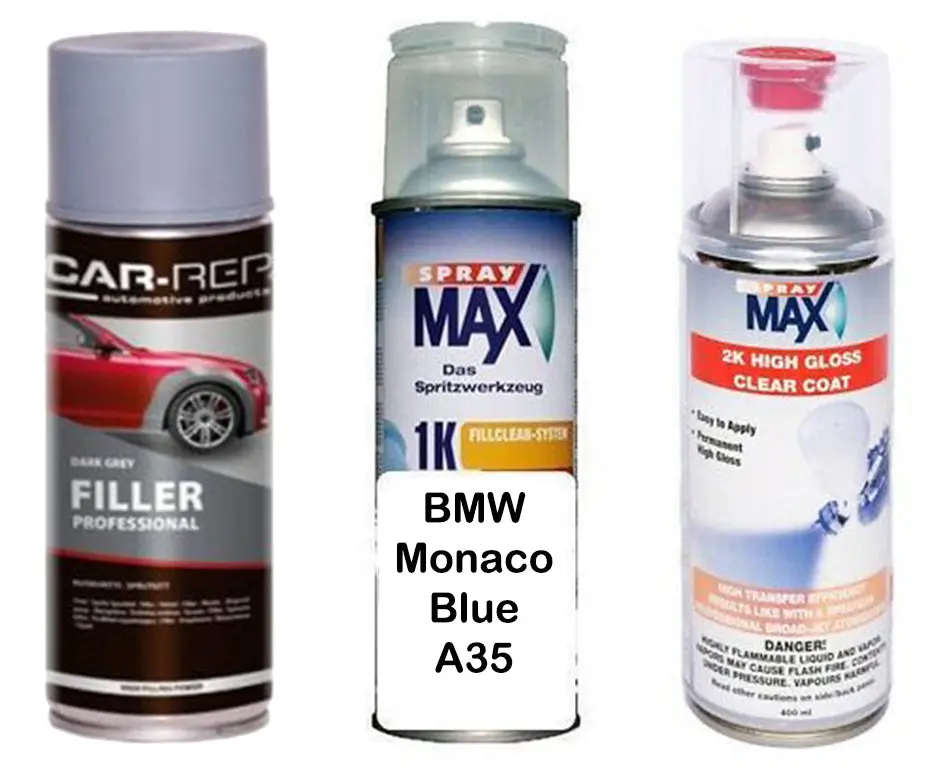 Auto Touch Up Paint Bmw Monaco Blue A35 Plus 2K Clear Coat & Primer 1