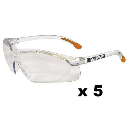 Maxisafe Kansas Safety Glasses As/Nzs1337 Anti Scratch Fog Coating Clear X 5 1