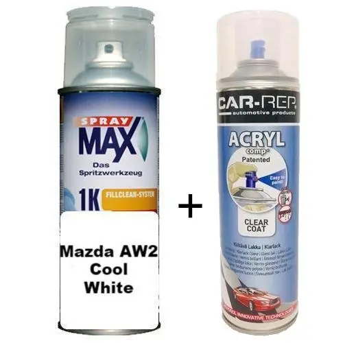 Automotive Touch Up Can Mazda A2w Cool White Paint + Clear Coat 1