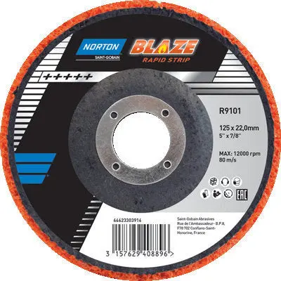 Norton Blaze Rapid Strip Disc 125 X 22.0Mm 1