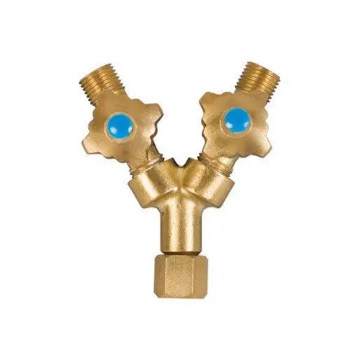 Brass "Y" Fitting With Valves, For Oxygen Manifold 1