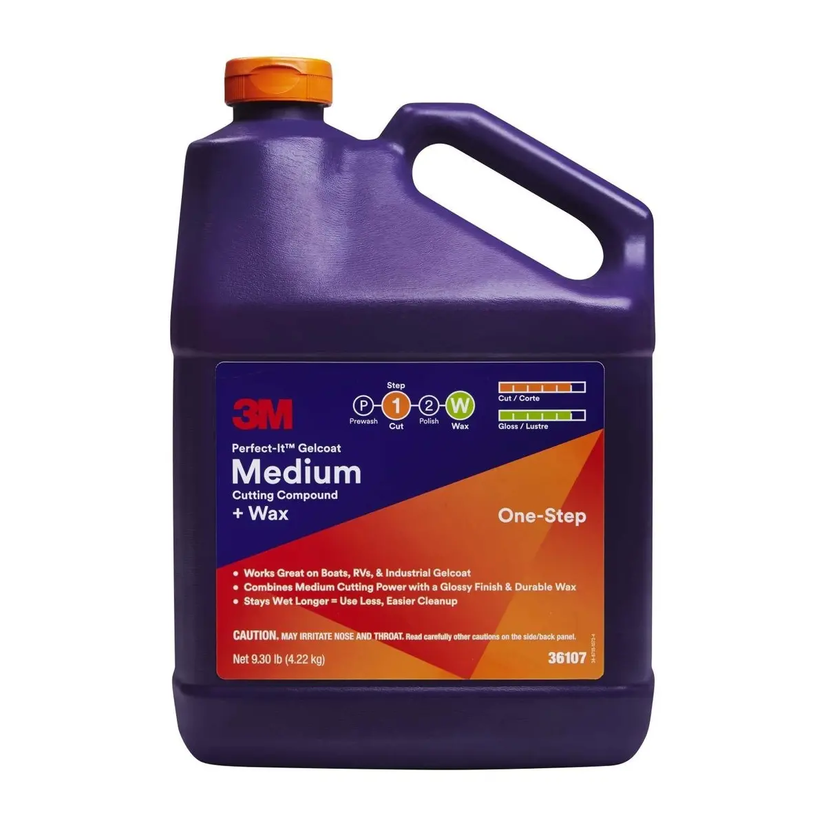 3M Perfect-It Gelcoat Medium Cutting Compound + Wax Quart 3.7L 36107 1