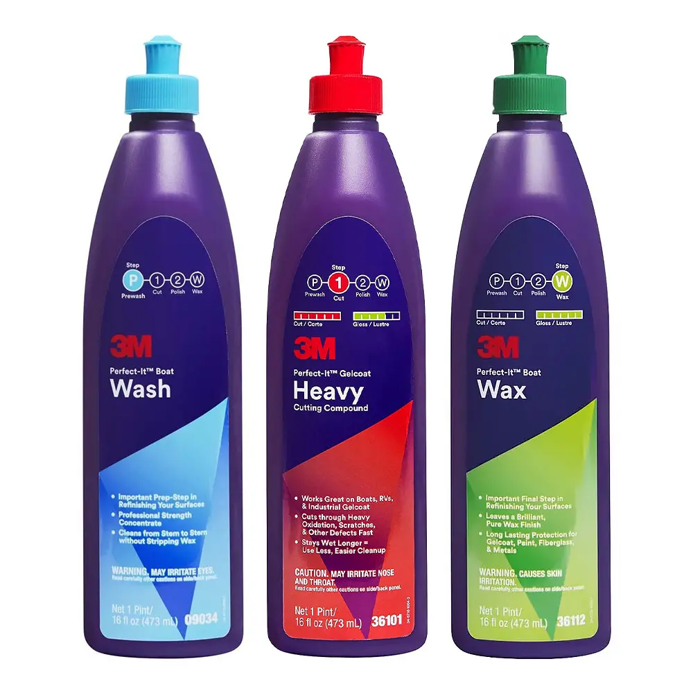 3M Perfect-It Marine Gelcoat Boat Wax Cut & Wax Kit 473Ml X 3 Pack Fiberglass Paint 1