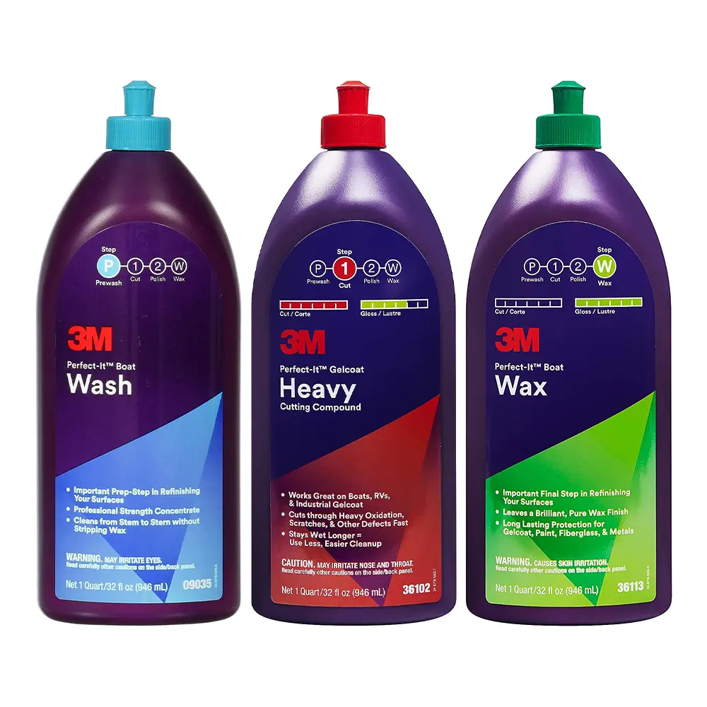 3M Perfect-It Marine Gelcoat Boat Wash Cut & Wax Kit 946Ml X 3 Pack Fiberglass Paint 1