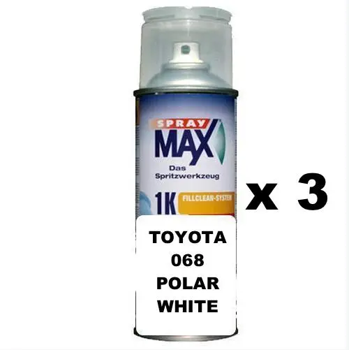 Automotive Touch Up Spray Can For Toyota 068 Polar White Colour X 3 1