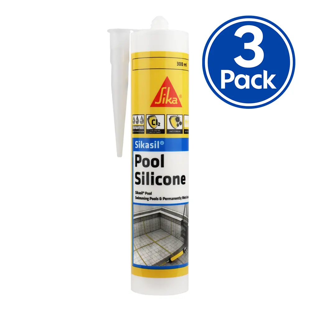 Sika Sikasil Pool Wet Area Silicone Sealant 300Ml Clear X 3 Pack 1