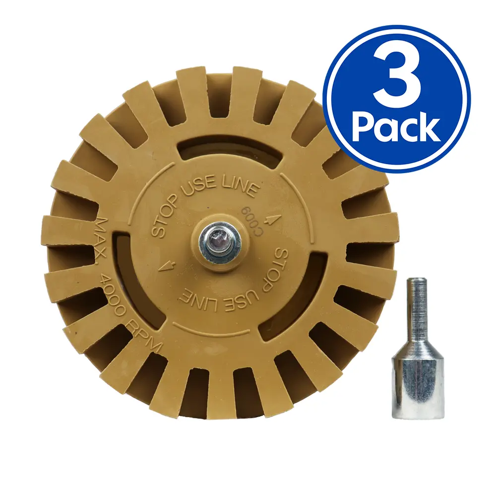 Sar Caramel Tractor Erasor Wheel 4" With Drill Arbour X 3 Pack 1