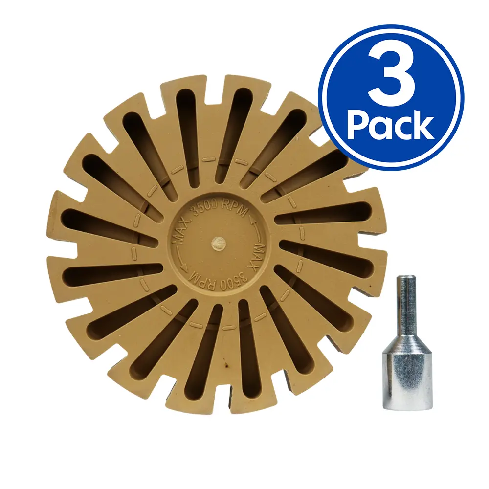 Sar Slim Caramel Tractor Erasor Wheel 4" With Drill Arbour X 3 Pack 1