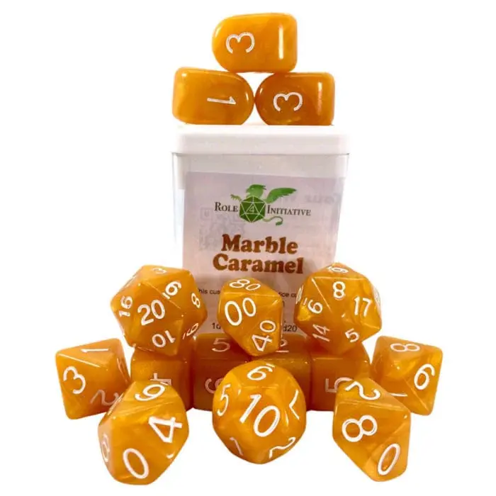 Role 4 Initiative: Polyhedral Dice 15Ct  Marble Caramel 1