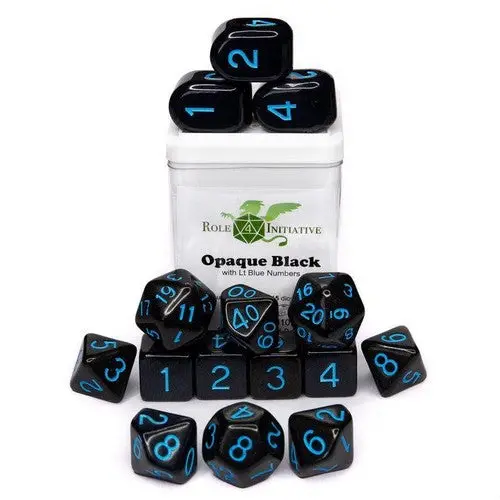 R4i Dice Poly Set - Opaque Black W/Light Blue And Arch'd4 1