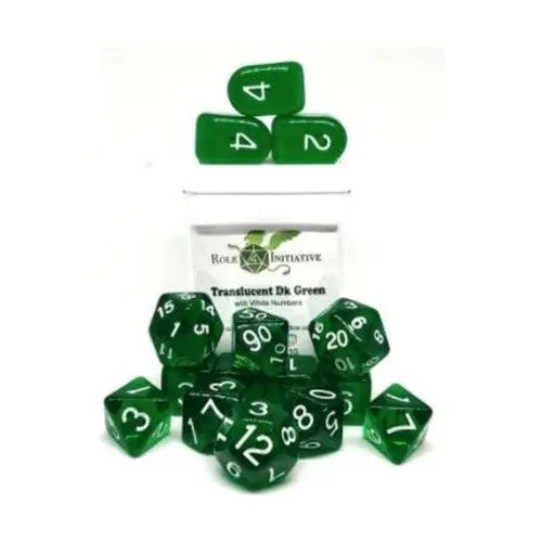 R4i Dice Polyhedral Dice - Translucent Dark Green Wwhite And Arch'd4 15 New 1