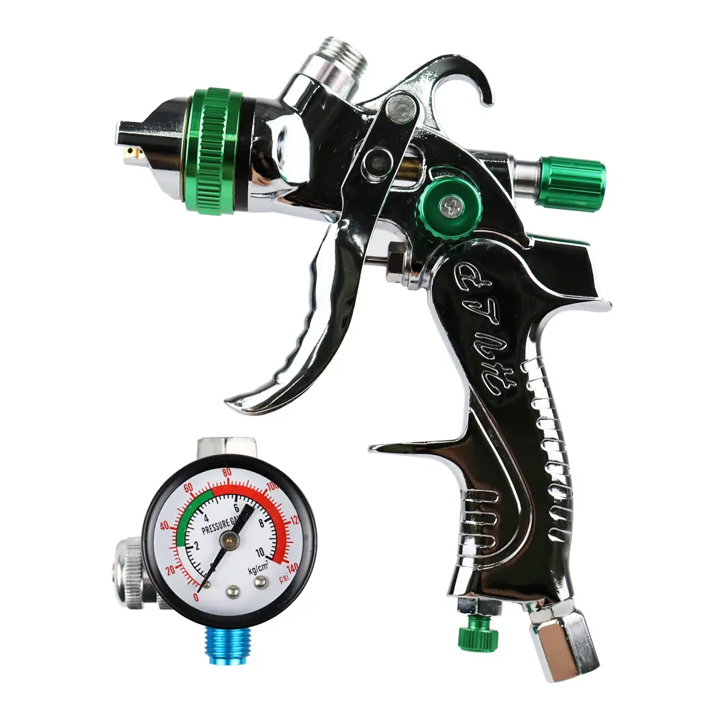 Professional Gravity-Fed Hvlp Spray Gun 1.4Mm + Air Regulator With Gauge 1
