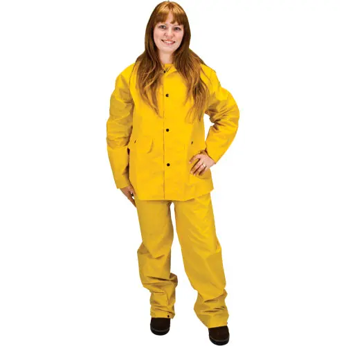 Economy 3-Piece Rain Suit, Pvc/Polyester/Pvc, Yellow 1
