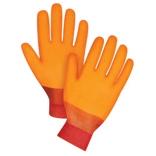 Winter Lined Gloves, Size Large/9, 12" L, Pvc, Orange 1