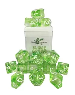 Role 4 Initiative: Polyhedral 15 Dice Set: Diffusion Slime Green (Arch D4) 1