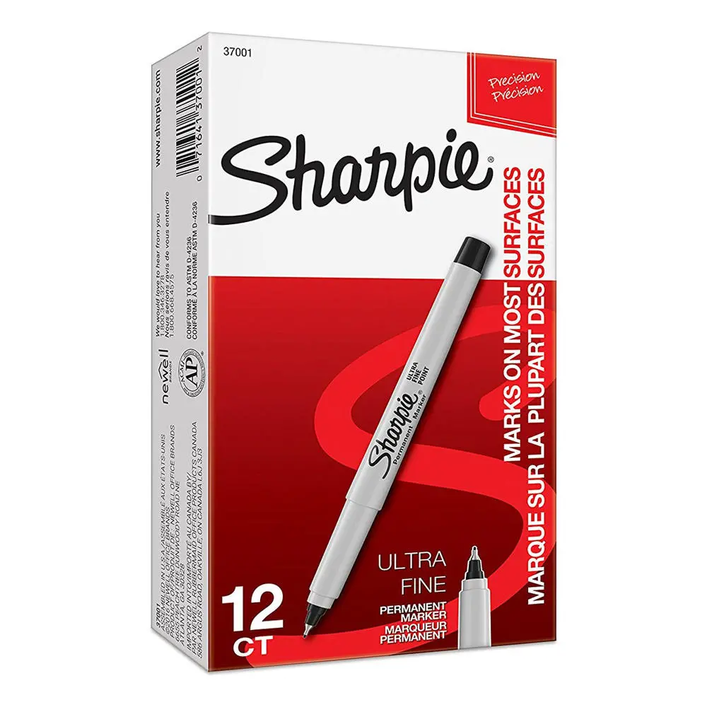 Sharpie® Permanent Marker, Ultra-Fine Point, Black, Box Of 12 1