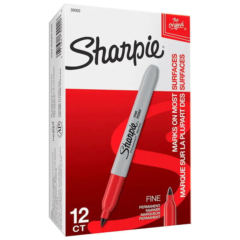 Sharpie® Permanent Marker, Fine Point, Red, Box Of 12 1