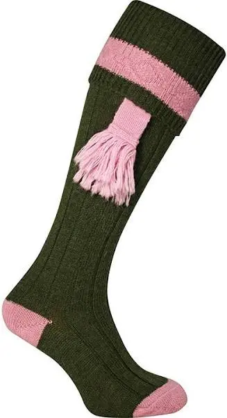 Jack Pyke Ladies Shooting Socks - Pink & Green 1