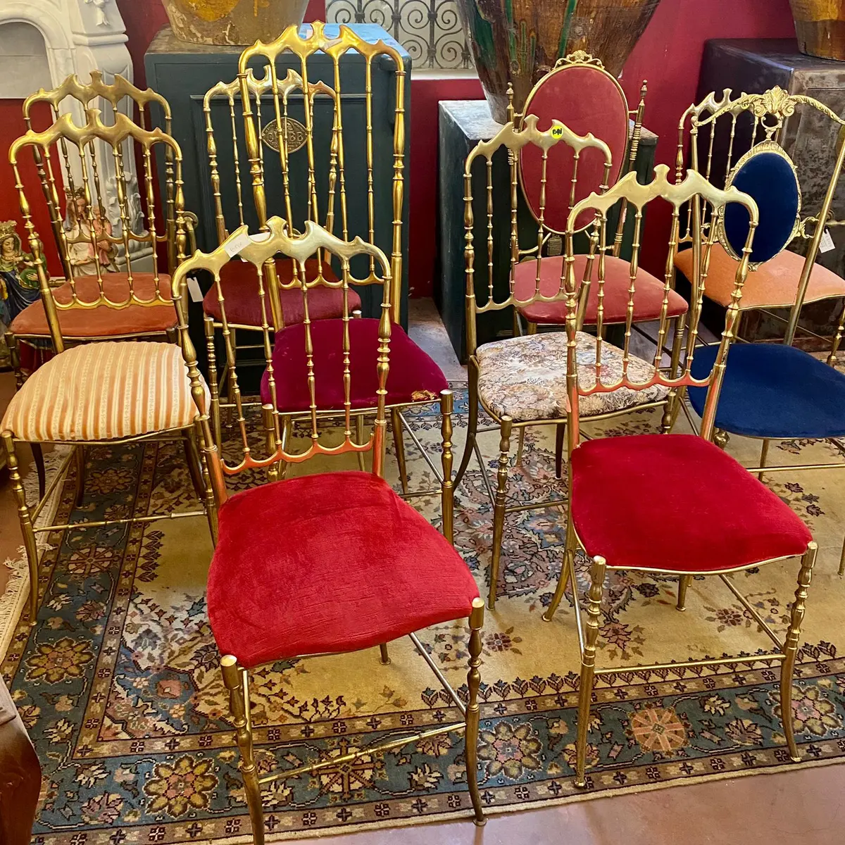 Assorted Antique Polished Brass Chairs 1