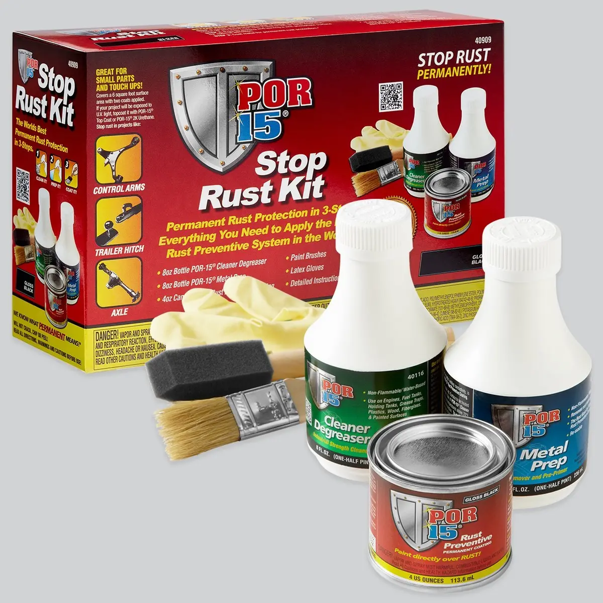 Por15 Stop Rust Kit Gloss Black Permanent Rust Protection Prevention 1