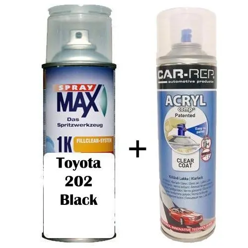 Auto Touch Up Paint For Toyota 202 Black Plus 1K Clear Coat 1