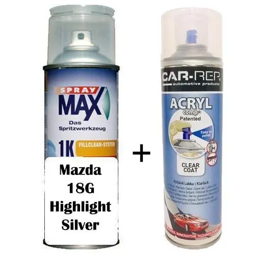 Auto Touch Up Paint Mazda 18G Highlight Silver Plus 1K Clear Coat 1