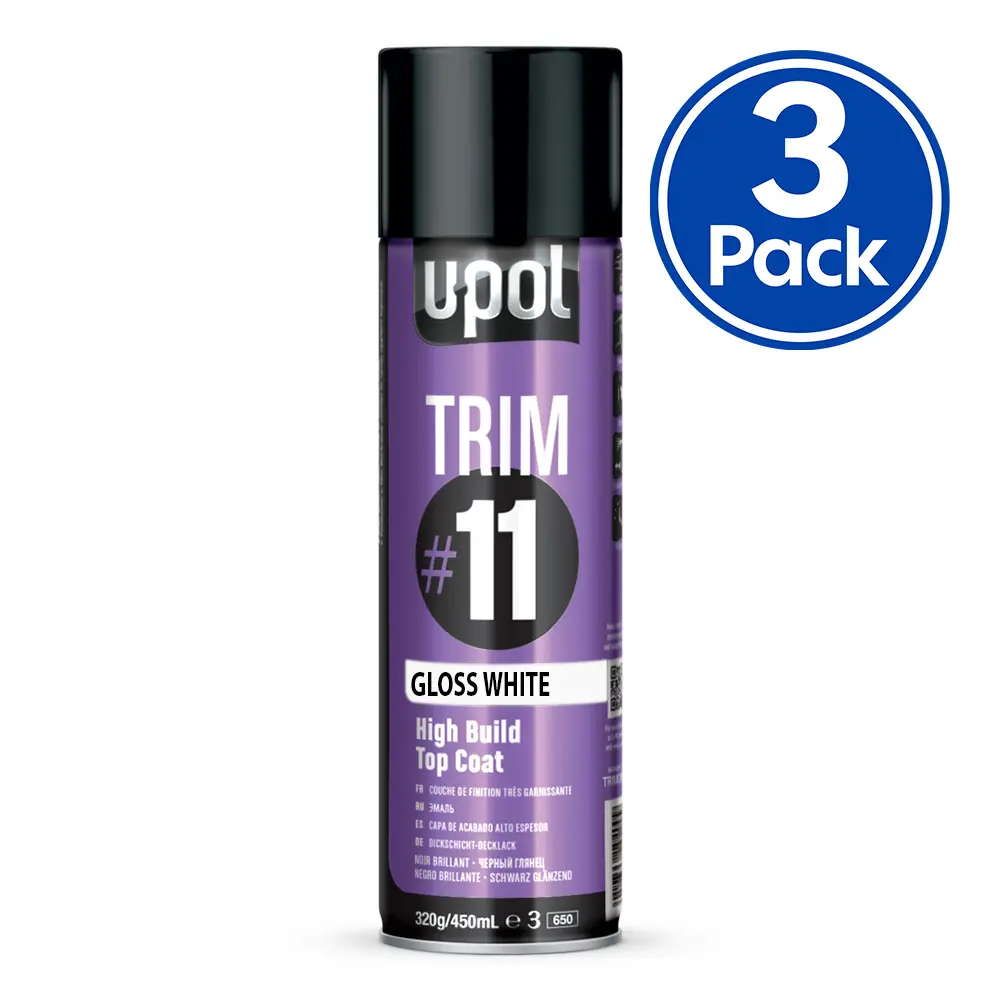 U-Pol Trim #11 High Build Top Coat 450Ml Gloss White X 3 Pack 1
