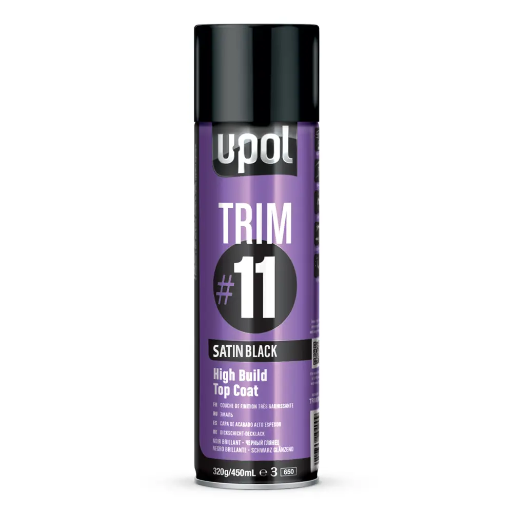 U-Pol Trim #11 High Build Top Coat 450Ml Satin Black 1