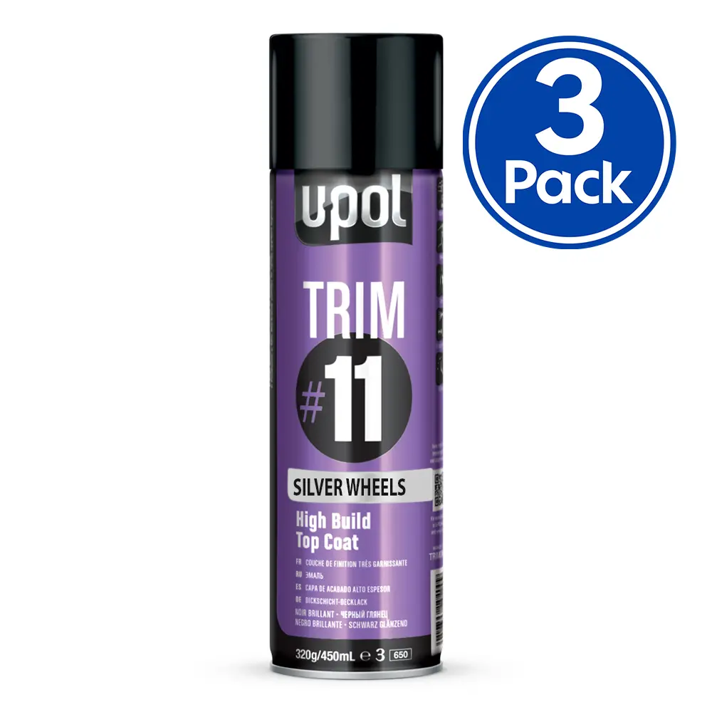U-Pol Trim #11 High Build Top Coat 450Ml Silver Wheels (Dark) X 3 Pack 1