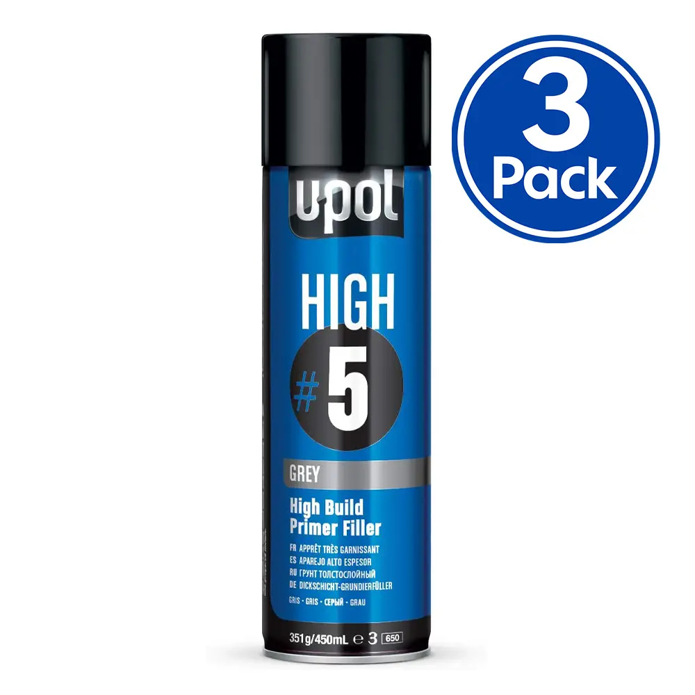 U-Pol High #5 High Build Primer Filler Grey 450Ml X 3 Pack 1