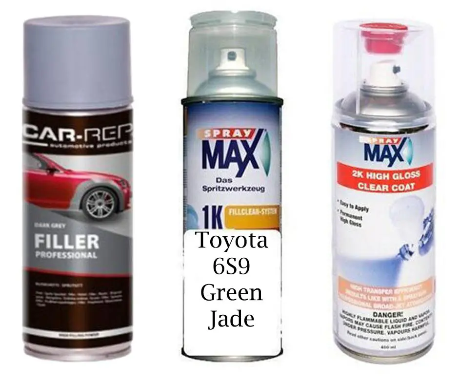 Auto Touch Up Paint For Toyota 6S9 Green Jade Plus 2K Clear Coat & Primer 1