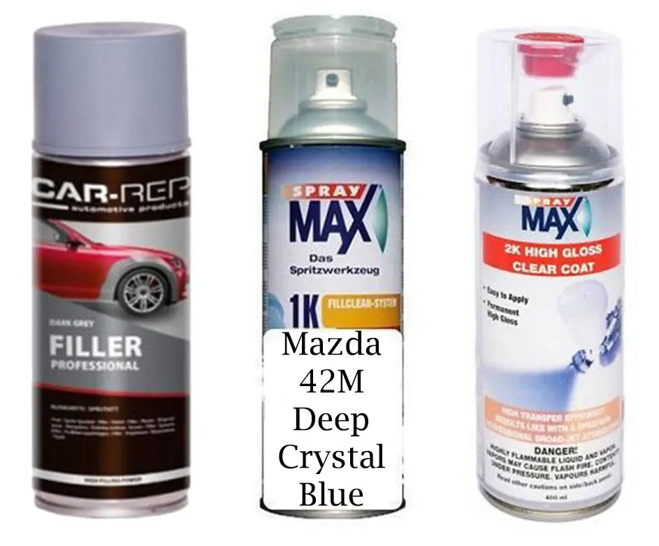 Auto Touch Up Paint Mazda 42M Deep Crystal Blue Plus 2K Clear Coat & Primer 1