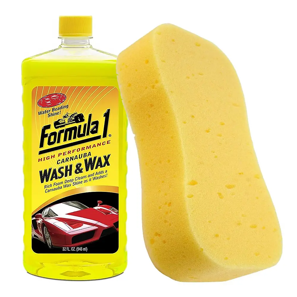 Formula 1 High Performance Carnauba Wash And Wax 946Ml And Car Sponge Kit 1