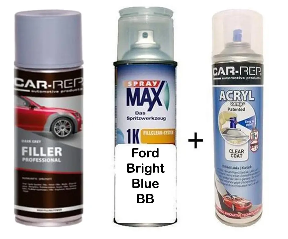 Auto Touch Up Paint Ford Bright Blue Bb 1K Clear Coat & Primer 1