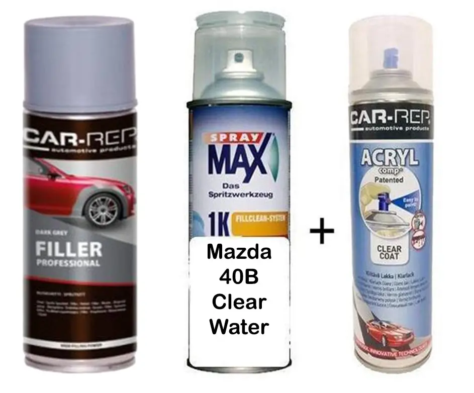 Auto Touch Up Paint Mazda 40B Clear Water 1K Clear Coat & Primer 1