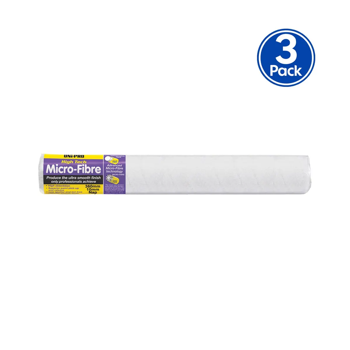 Uni-Pro High Tech Micro-Fibre 360Mm Roller Cover 10Mm Nap Smooth Finish X3 1