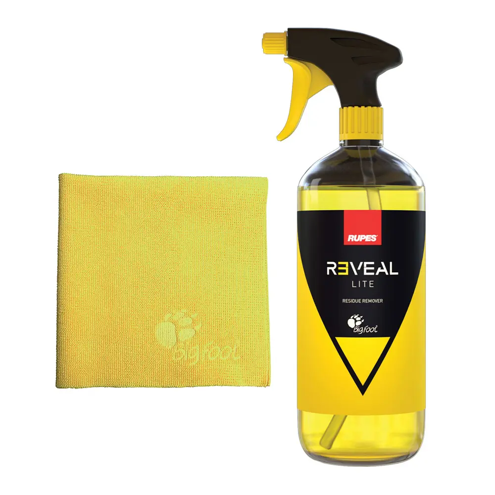 Rupes Reveal Lite Residue Remover 750Ml Spray & Yellow Microfibre Cloth Kit 1
