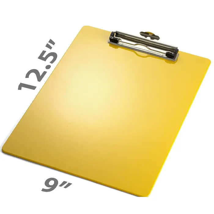 Clipboard, Yellow Plastic, 9" X 12" 1
