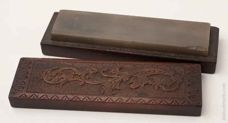 Translucent 2X8 Inch Stone In Fancy Carved Mahogany Box * 72062U 1