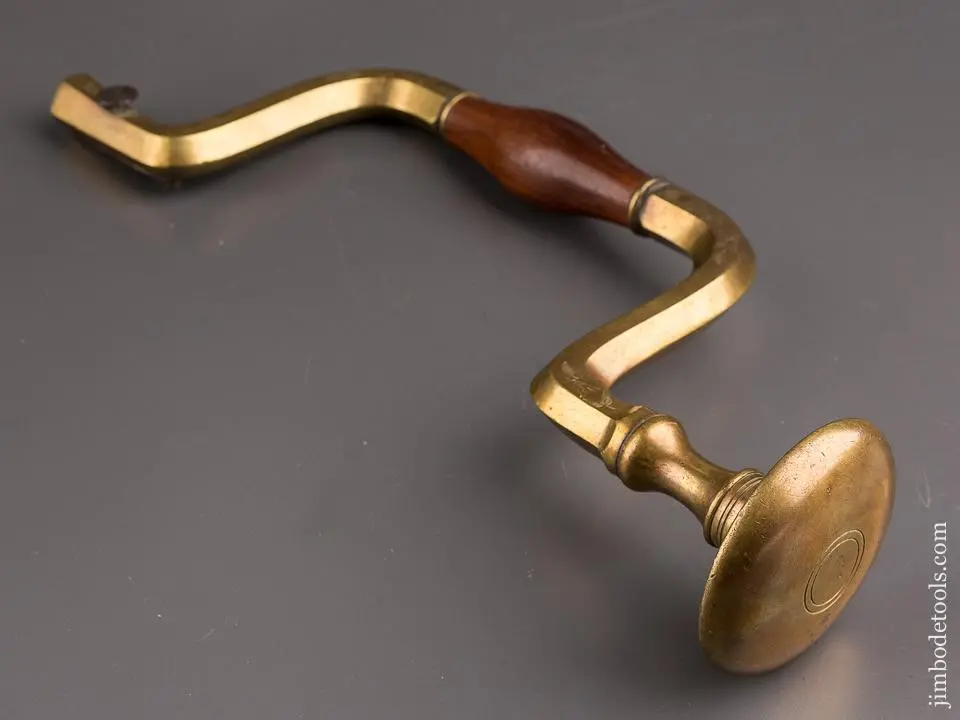 Sensational" Horton Sheffield" "Noveth 1850" Brass And Rosewood Engraved Bit Brace - 96092 - As Of Dec 7 1