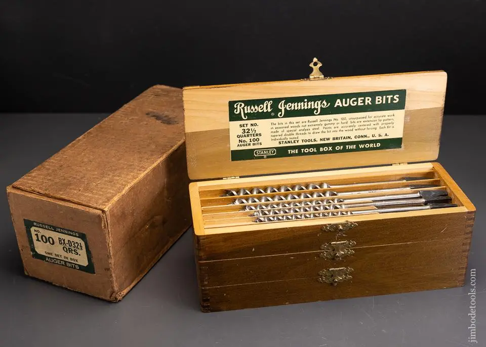 Dead Mint In Box Complete Set Of 13 Russell Jennings Auger Bits In Original Three Tiered Box - Excelsior 95686 1