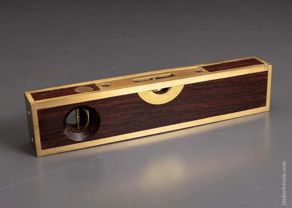 Lovely 7 Inch Brass Bound Rosewood Stratton Level By Modern Maker - 95977 1