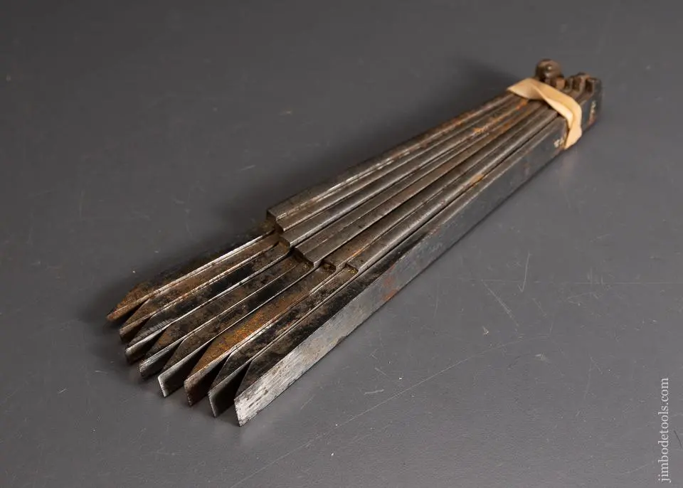 Beautiful Full Set Of 8 Plow Plane Irons By Ward - 96019 1