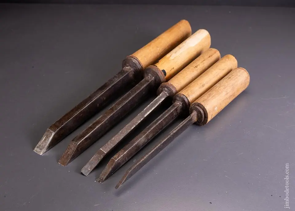 Set Of 5 Pig Sticker Mortise Chisels By Mottram 1825-71 -  96097 1