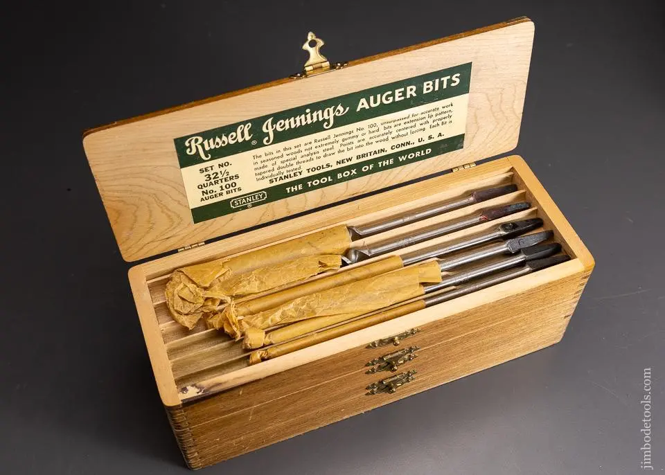 Mint In Box Unused Complete Set Of 13 Russell Jennings Auger Bits In Original Three Tiered Box - 96138 1
