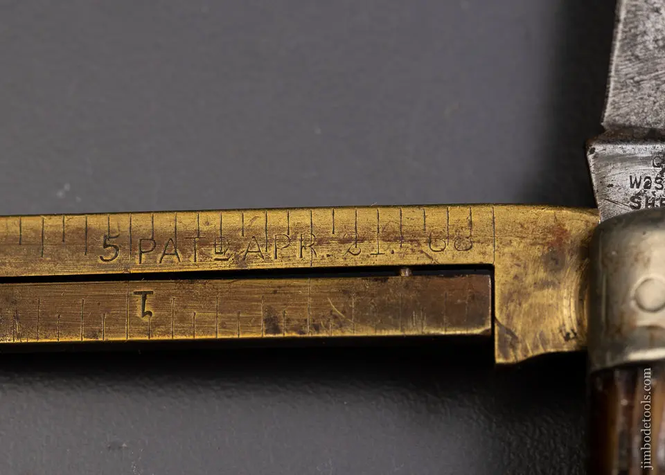 Rare Patented Knife Folding Rule Combination Tool April 21, 1868 George Wolstenholm - Excelsior 95959 - As Of Dec 15 1